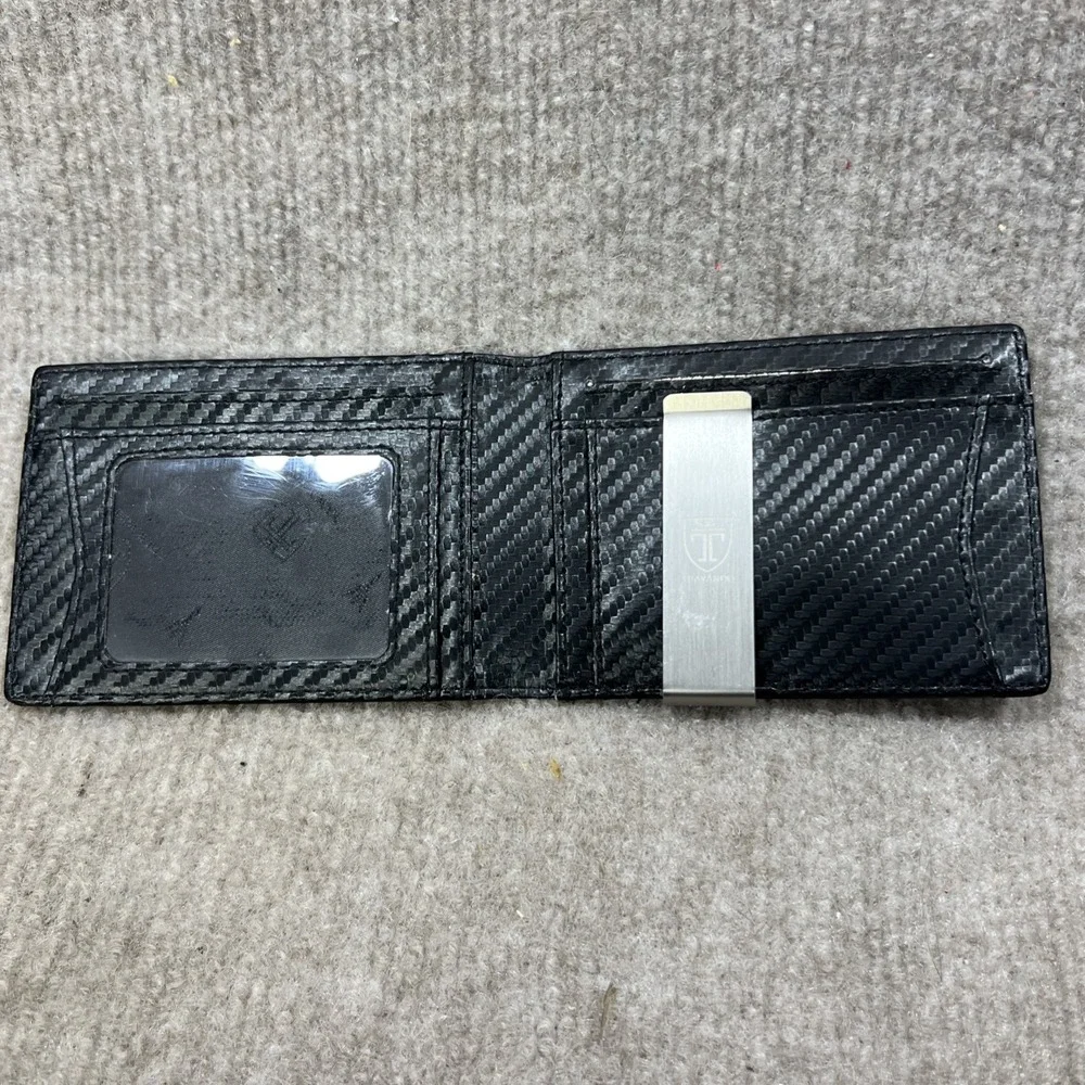 Travando Slim Carbon Fiber Style Wallet Money Clip RFID Front Pocket Black